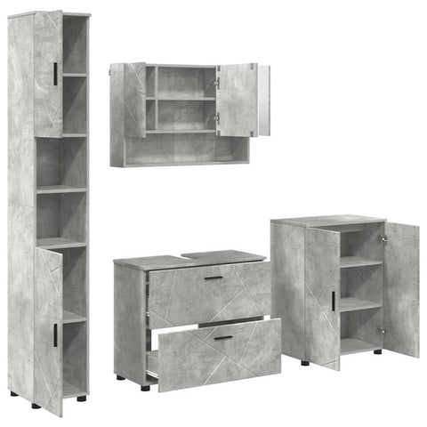 vidaXL Bathroom Furniture Set 4 pcs Concrete grey 30 x 35 x 192 cm