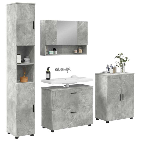 vidaXL Bathroom Furniture Set 4 pcs Concrete grey 30 x 35 x 192 cm