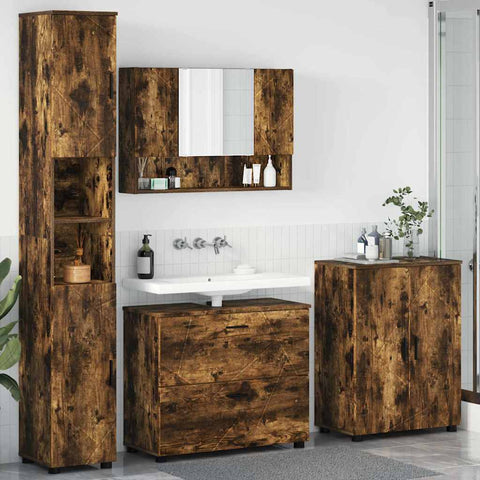 vidaXL Bathroom Furniture Set 4 pcs Smoked oak 30 x 35 x 192 cm