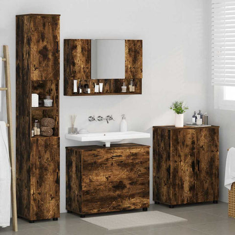 vidaXL Bathroom Furniture Set 4 pcs Smoked oak 30 x 35 x 192 cm