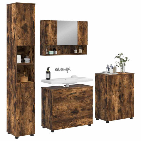 vidaXL Bathroom Furniture Set 4 pcs Smoked oak 30 x 35 x 192 cm