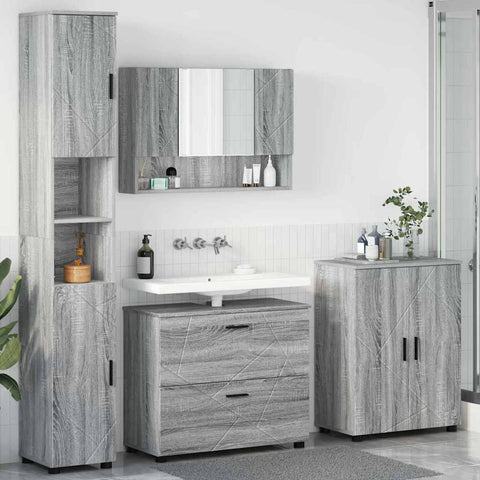 vidaXL Bathroom Furniture Set 4 pcs Grey sonoma 30 x 35 x 192 cm