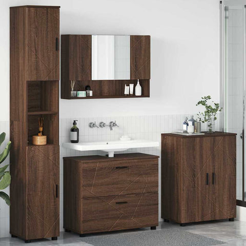 vidaXL Bathroom Furniture Set 4 pcs Brown oak 30 x 35 x 192 cm