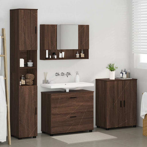 vidaXL Bathroom Furniture Set 4 pcs Brown oak 30 x 35 x 192 cm