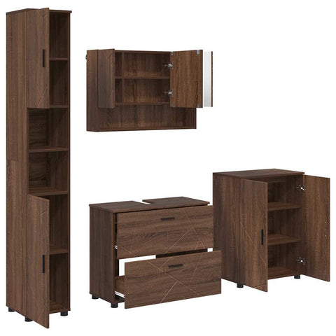 vidaXL Bathroom Furniture Set 4 pcs Brown oak 30 x 35 x 192 cm