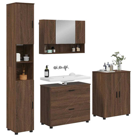 vidaXL Bathroom Furniture Set 4 pcs Brown oak 30 x 35 x 192 cm