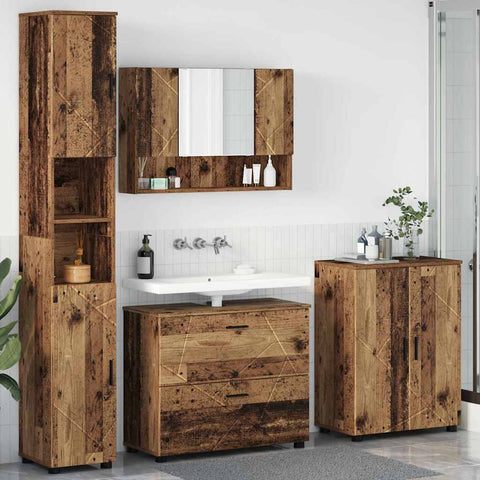 vidaXL Bathroom Furniture Set 4 pcs Old wood 30 x 35 x 192 cm