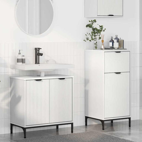 vidaXL Bathroom Furniture Set with Shelf 2 pcs White 39.5 x 36 x 88 cm