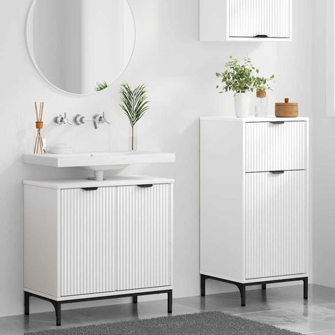 vidaXL Bathroom Furniture Set with Shelf 2 pcs White 39.5 x 36 x 88 cm