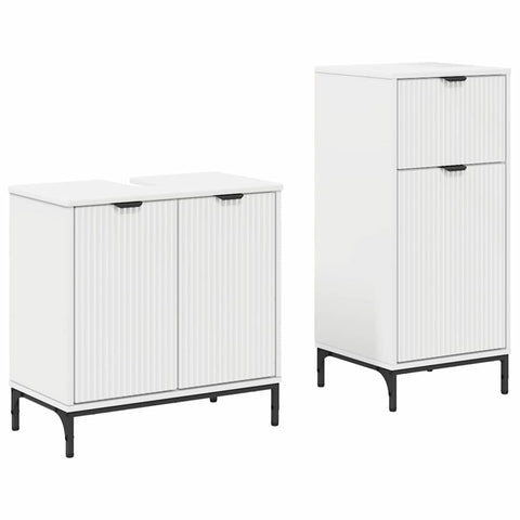 vidaXL Bathroom Furniture Set with Shelf 2 pcs White 39.5 x 36 x 88 cm