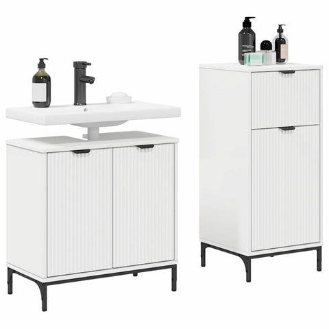 vidaXL Bathroom Furniture Set with Shelf 2 pcs White 39.5 x 36 x 88 cm