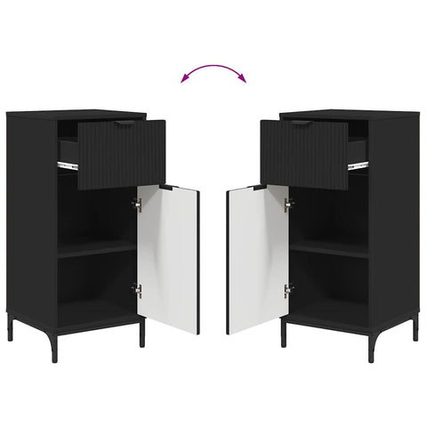 vidaXL Bathroom Furniture Set with Shelf 2 pcs Black 39.5 x 36 x 88 cm