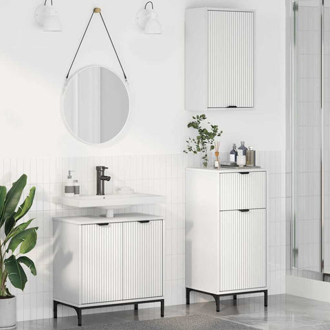 vidaXL Bathroom Furniture Set with Shelf 3 pcs White 39.5 x 36 x 88 cm