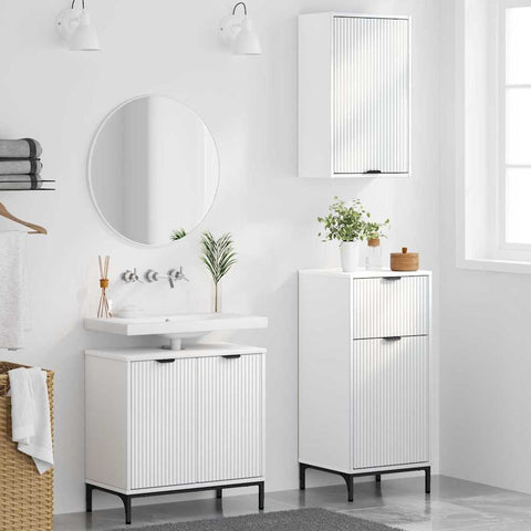 vidaXL Bathroom Furniture Set with Shelf 3 pcs White 39.5 x 36 x 88 cm