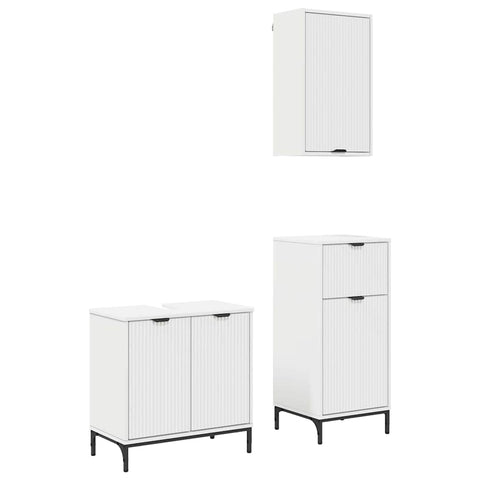 vidaXL Bathroom Furniture Set with Shelf 3 pcs White 39.5 x 36 x 88 cm