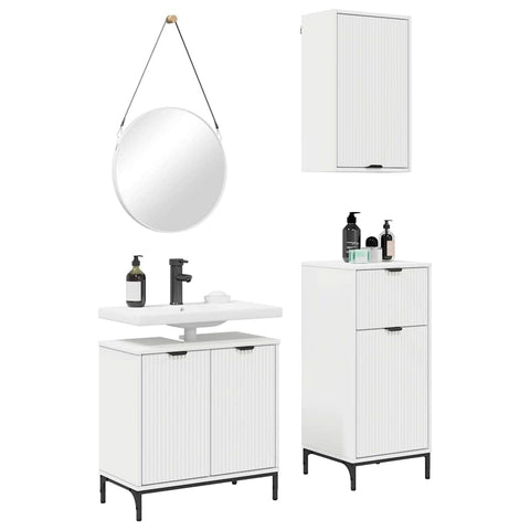 vidaXL Bathroom Furniture Set with Shelf 3 pcs White 39.5 x 36 x 88 cm