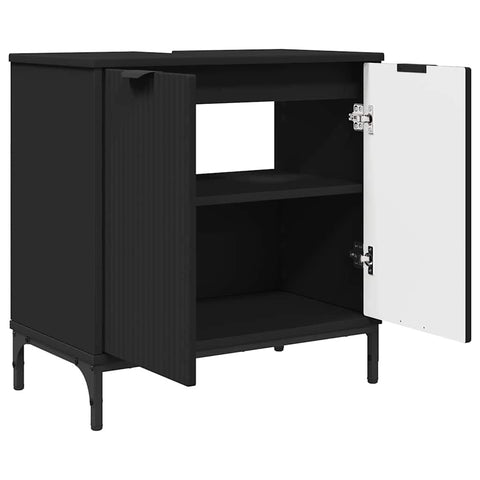 vidaXL Bathroom Furniture Set with Shelf 3 pcs Black 39.5 x 36 x 88 cm