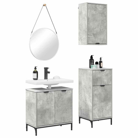 vidaXL Bathroom Furniture Set 3 pcs Concrete grey 39.5 x 36 x 88 cm