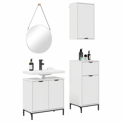 vidaXL Bathroom Furniture Set 3 pcs High gloss white 39.5 x 36 x 88 cm