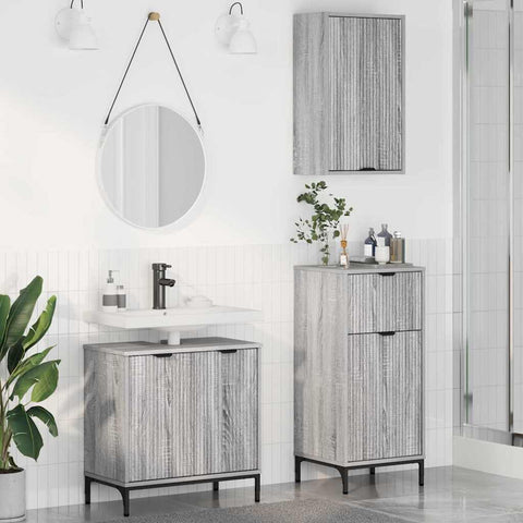 vidaXL Bathroom Furniture Set 3 pcs Grey sonoma 39.5 x 36 x 88 cm