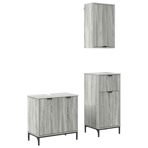 vidaXL Bathroom Furniture Set 3 pcs Grey sonoma 39.5 x 36 x 88 cm