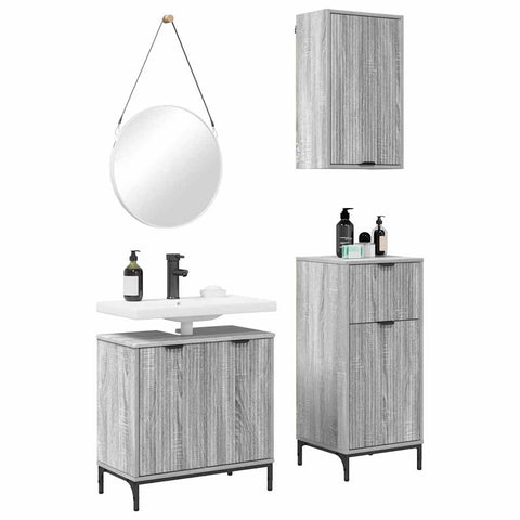 vidaXL Bathroom Furniture Set 3 pcs Grey sonoma 39.5 x 36 x 88 cm