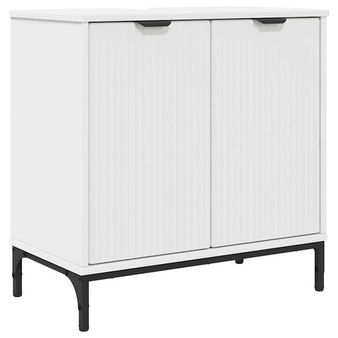 vidaXL Bathroom Furniture Set with Drawer White Engineered wood, Metal
