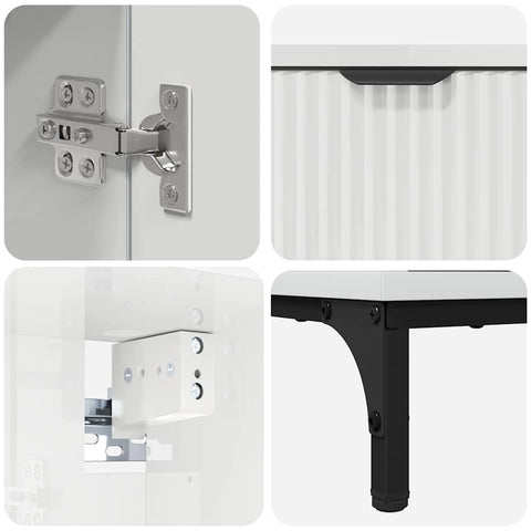 vidaXL Bathroom Furniture Set High Gloss White Engineered wood, Metal