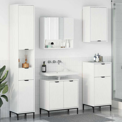 vidaXL Bathroom Furniture Set High Gloss White Engineered wood, Metal