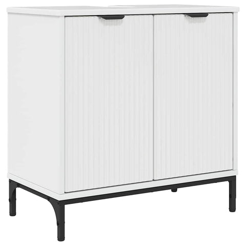 vidaXL Bathroom Furniture Set High Gloss White Engineered wood, Metal