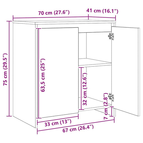 vidaXL Sideboards 3 pcs Old wood 70 x 41 x 75 cm Engineered wood