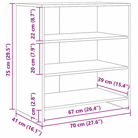 vidaXL Sideboards 3 pcs Artisan oak 70 x 41 x 75 cm Engineered wood
