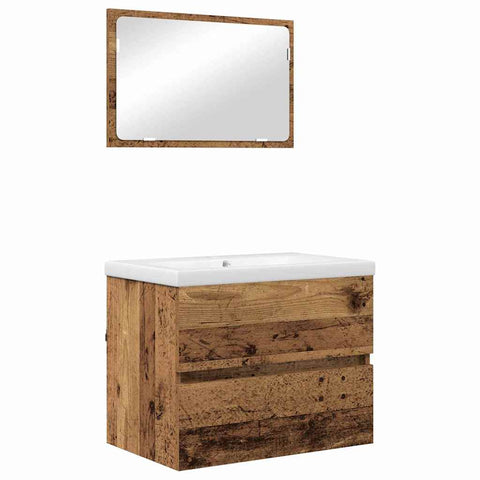 vidaXL Bathroom Furniture Set 3 pcs Old wood 60 x 38.5 x 45 cm