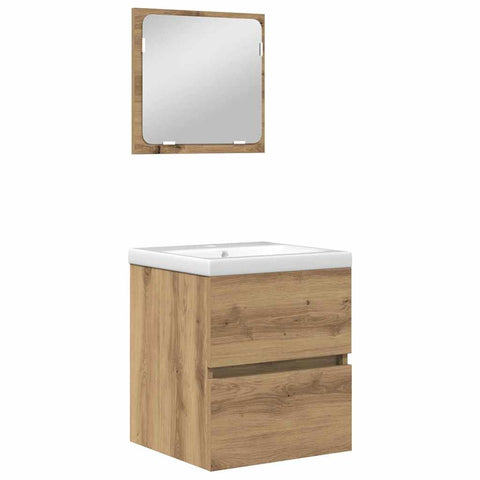 vidaXL Bathroom Furniture Set 3 pcs Black oak and White Standard