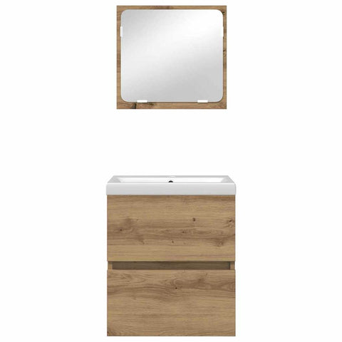 vidaXL Bathroom Furniture Set 3 pcs Black oak and White Standard