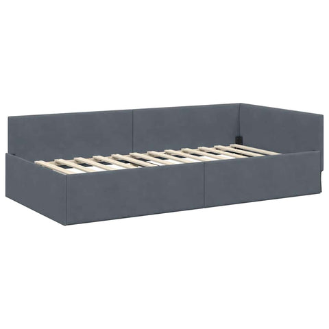 vidaXL Corner Bed Frame Other with Headboard Dark grey 90 x 200 cm