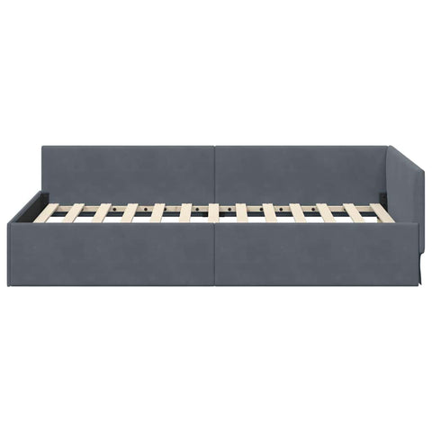 vidaXL Corner Bed Frame Other with Headboard Dark grey 90 x 200 cm