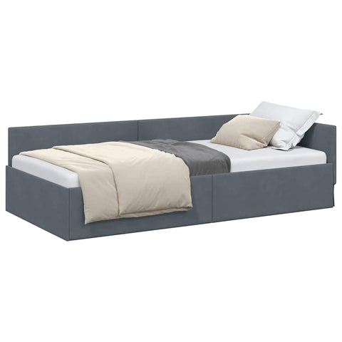vidaXL Corner Bed Frame Other with Headboard Dark grey 90 x 200 cm
