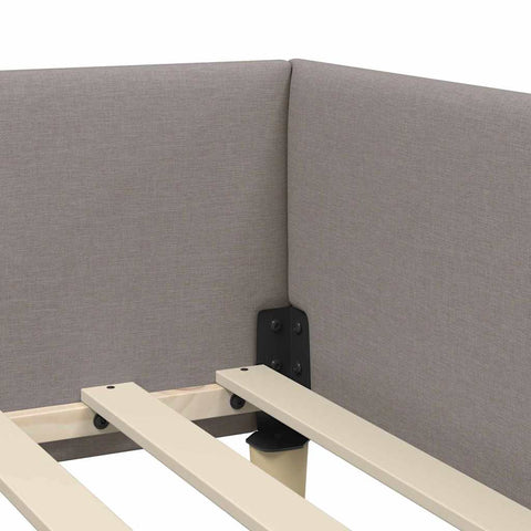 vidaXL Corner Bed Frame Taupe 90 x 200 cm Fabric and Engineered wood