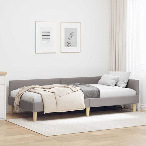 vidaXL Corner Bed Frame Taupe 90 x 200 cm Fabric and Engineered wood