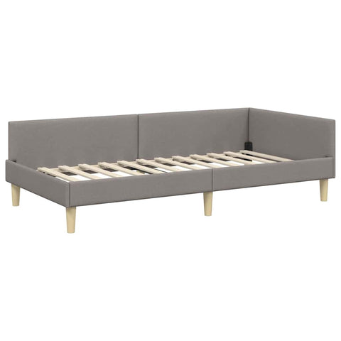 vidaXL Corner Bed Frame Taupe 90 x 200 cm Fabric and Engineered wood