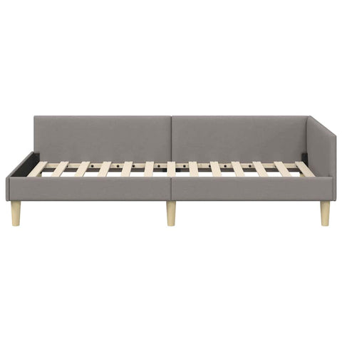 vidaXL Corner Bed Frame Taupe 90 x 200 cm Fabric and Engineered wood