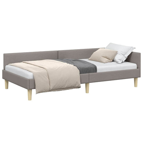 vidaXL Corner Bed Frame Taupe 90 x 200 cm Fabric and Engineered wood