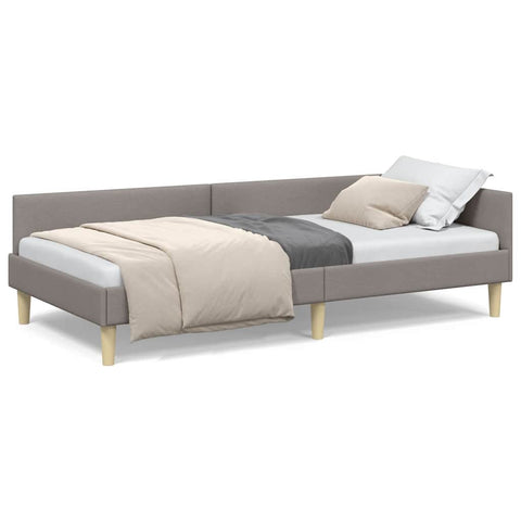 vidaXL Corner Bed Frame Taupe 90 x 200 cm Fabric and Engineered wood