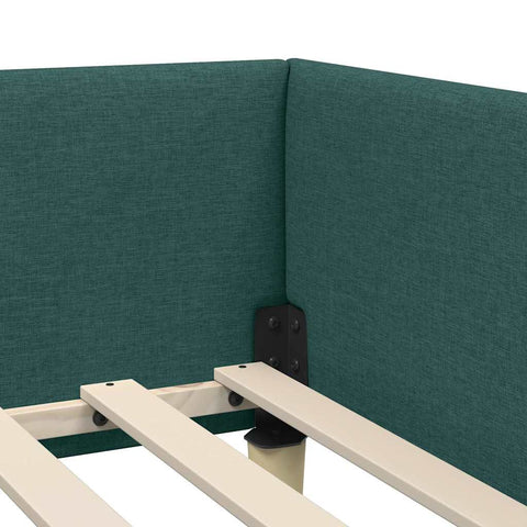vidaXL Corner Bed Frame with Headboard Dark Green 100 x 200 cm Fabric