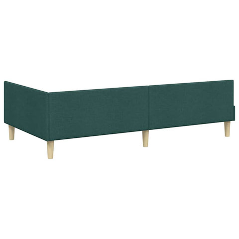 vidaXL Corner Bed Frame with Headboard Dark Green 100 x 200 cm Fabric