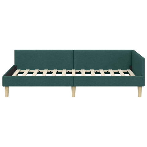vidaXL Corner Bed Frame with Headboard Dark Green 100 x 200 cm Fabric