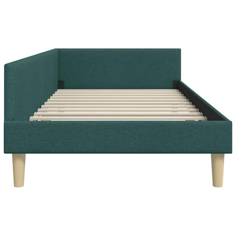 vidaXL Corner Bed Frame with Headboard Dark Green 100 x 200 cm Fabric