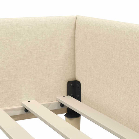 vidaXL Corner Bed Frame Cream 100 x 200 cm Fabric and Engineered wood