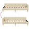 vidaXL Corner Bed Frame Cream 100 x 200 cm Fabric and Engineered wood